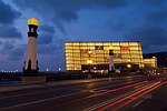 EUROPE : SPAIN : Basque Country (Pais Vasco)
San Sebastian (Donostia)
Kursaal congress palace and auditorium by architect Rafel Moneo.
Glass building, Kursaal bridge
night view
