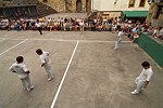 EUROPE : SPAIN : Basque Country (Pais Vasco)
San Sebastian (Donostia)
Hand Pelota game in the back of Santa Maria del Coro (fronton).
The traditional game of the basque country in this case two against two (por parejas).
