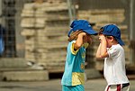 EUROPE : SPAIN : Basque Country (Pais Vasco)
San Sebastian (Donostia)
Children playing the &quotCorrida&quot (bull fight)